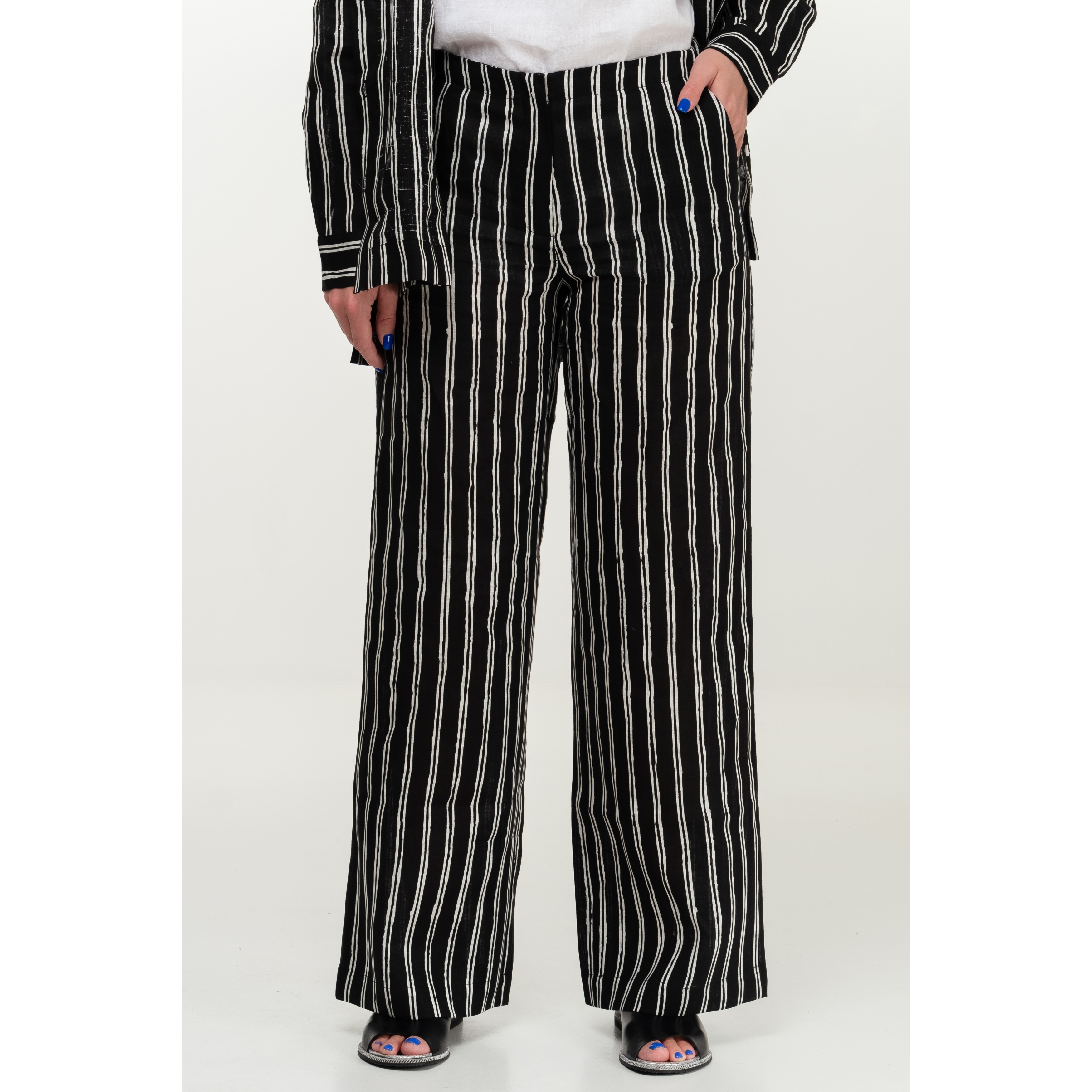 パンツ LINEN TROUSERS Women Linen Pants with Pockets And Zipper - 026